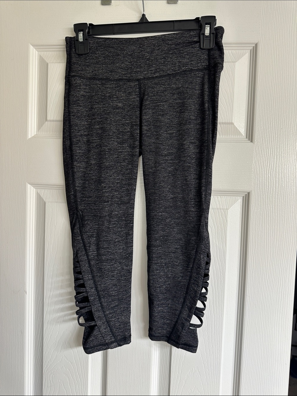 Athleta Charcoal Heather Capri Leggings with Side Ladder Detail
